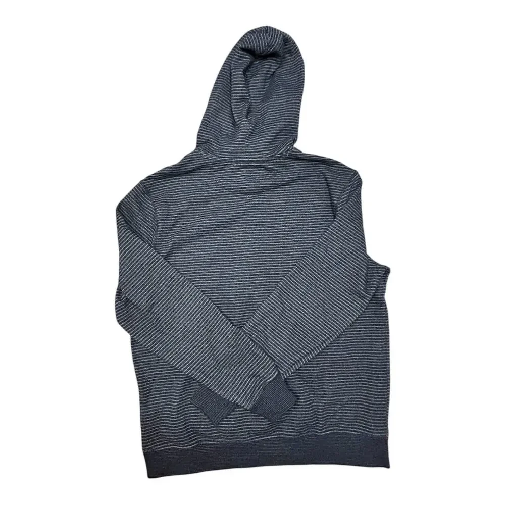 JACHS New York Hooded Sweatshirt Mens Button Fleece Striped Blue-Size L - Picture 2 of 8